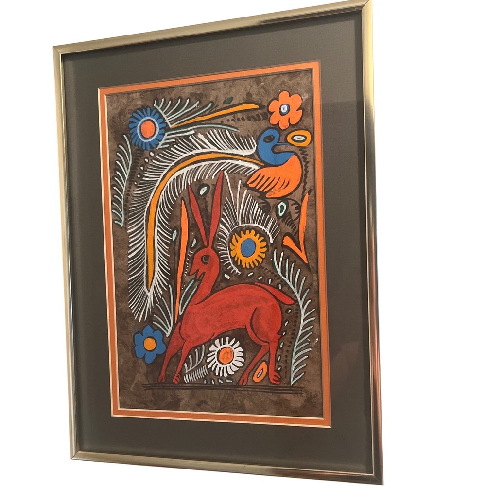 Amate Bark Painting Mexican Ethnic Hispanic Art Abstract Vibrant